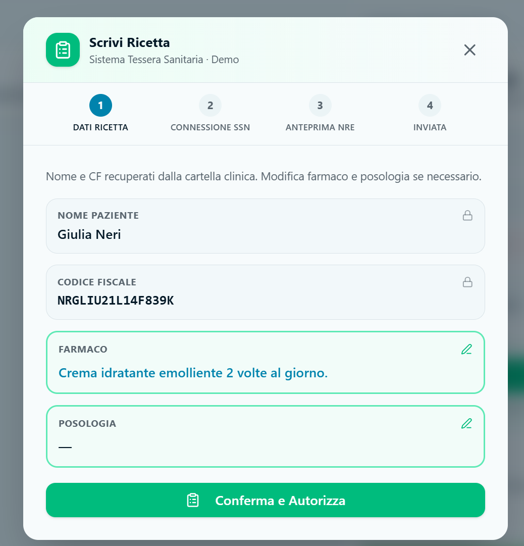 Compilazione automatica della ricetta